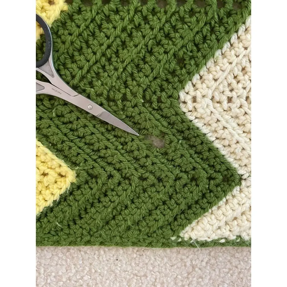 Vintage Afghan Throw Blanket Chevron Cottage Grandma Green Bay Packers Avocado